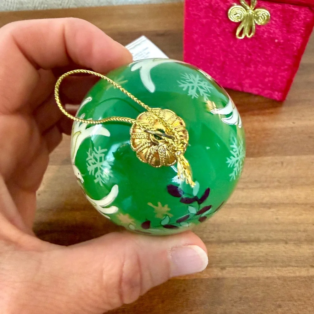 Pier 1 Li Bien 2013 Dove of Peace Hand Painted Glass Collectible Ornament w/ Box